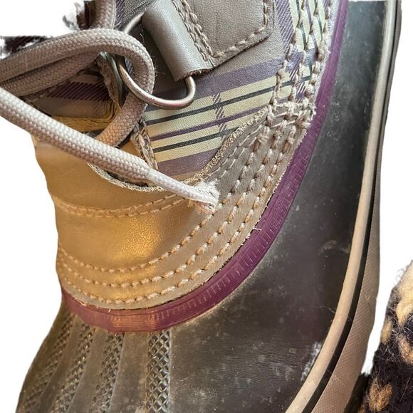 SOREL Women’s 1964 PAC Lace Up Winter Waterproof Snow Boots Grey Purple Plaid  7 - Picture 12 of 15